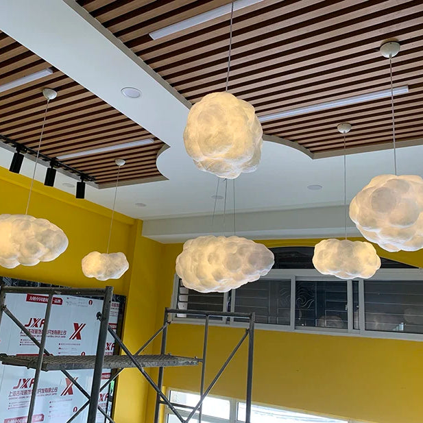Creative White Cotton Cloud Pendant Lamp - Perfect For Kids’ Room Coffee And Girl’s Bedroom