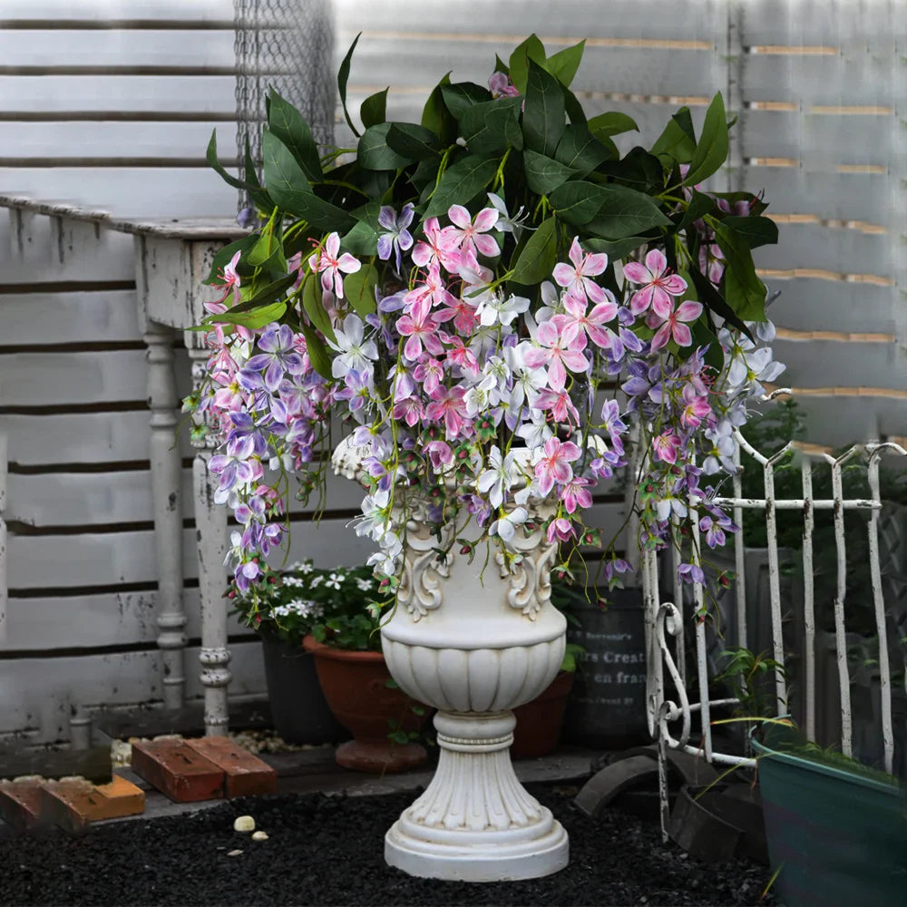 Dlight Decor 95cm Hanging Jasmine Bouquet with Tropical Begonia Flowers