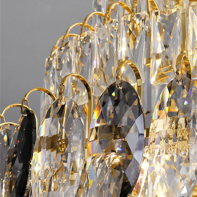 Modern Luxury Staircase Chandelier - Golden Elegance With Crystal Accents For Duplex Buildings High