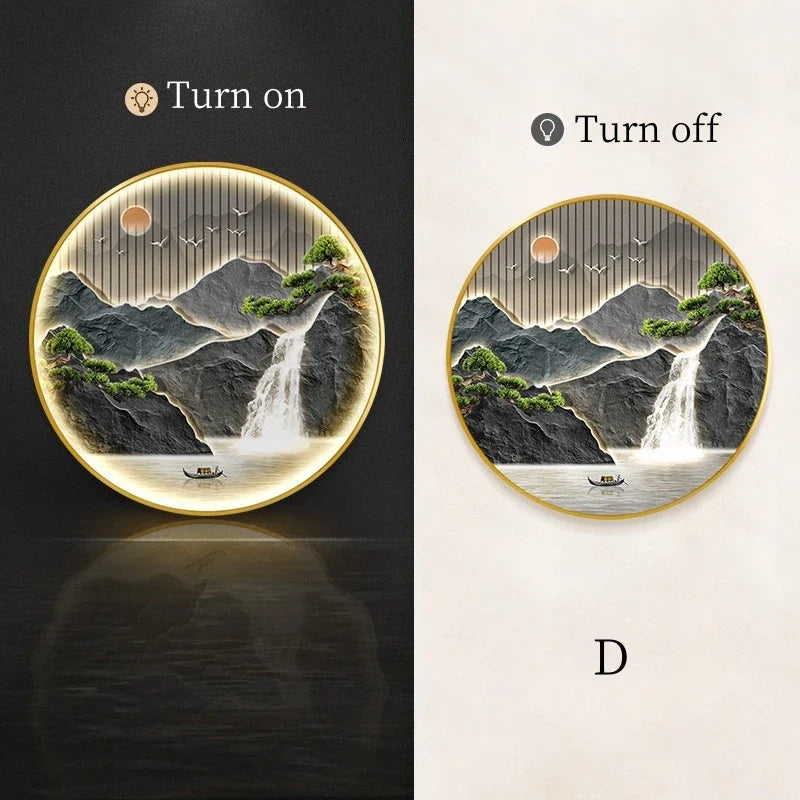 Dlight Decor Luxury Glow Round Wall Light for Interiors D / Dia 50cm / NON dimm warm light|Gold border Wall Art