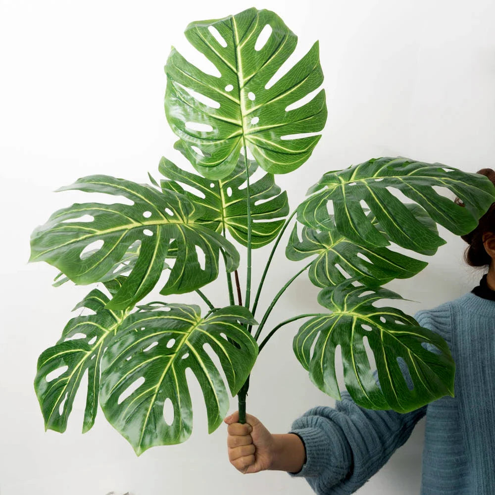 Dlight Decor 85cm Tropical Palm Banana Tree Branch with Monstera Leaves