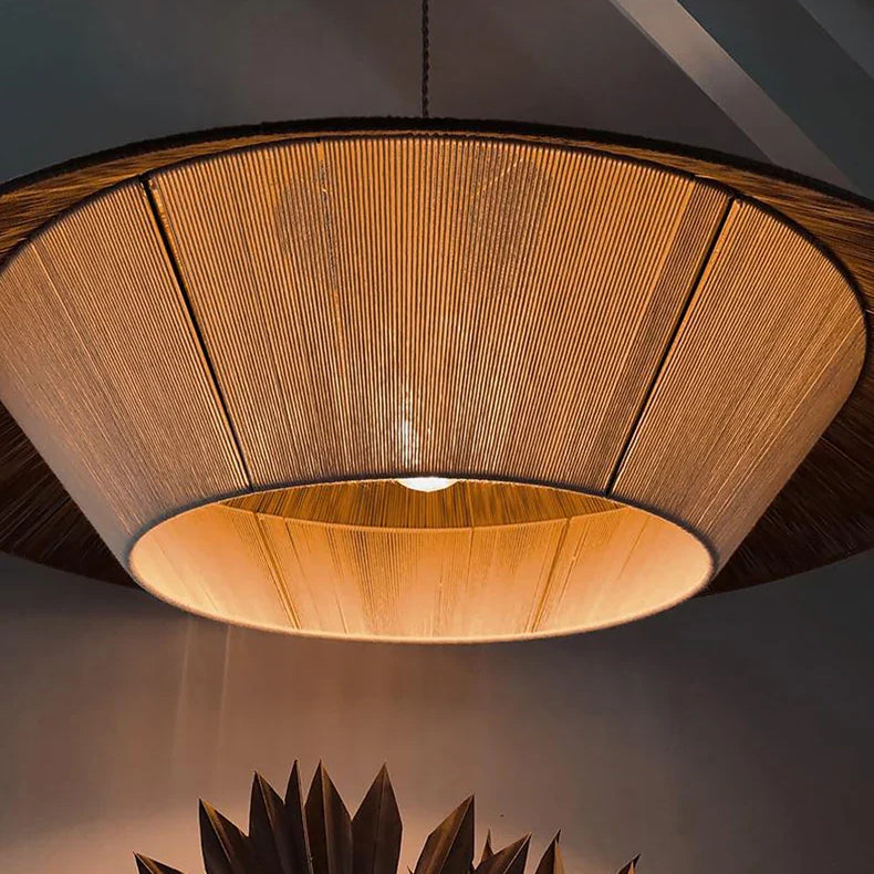 Japanese - Inspired Retro Chandelier - Woven Hemp Rope Pendant Lamp For Creative Home Decor Lights