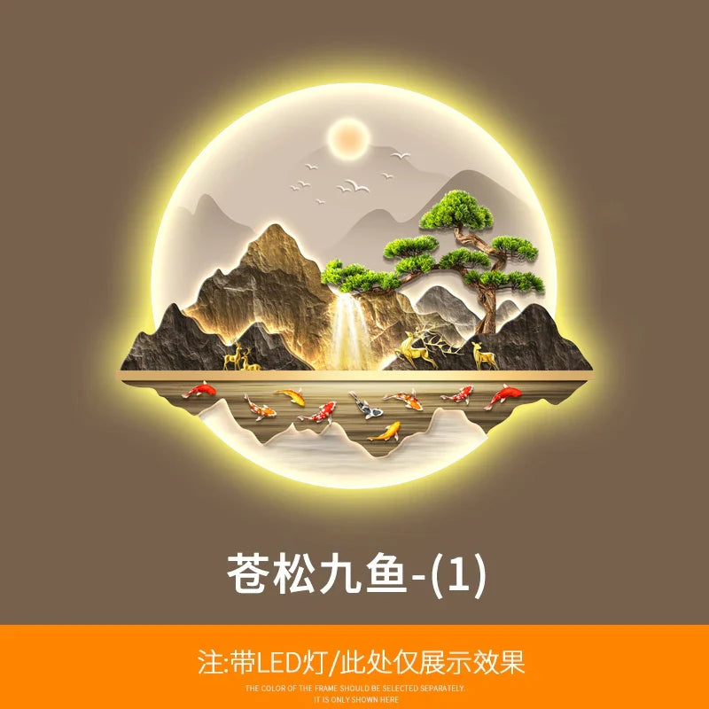 Dlight Decor Wealth Landscape Wall Lamp Mural A / 84X70 / Warm light Wall Art