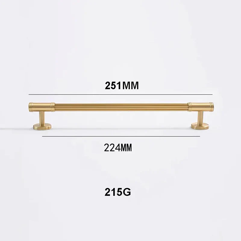 Gold Brass Vertical Linear Cabinet Handles – American-Style Wardrobe and Bar Pulls 251mm Handles