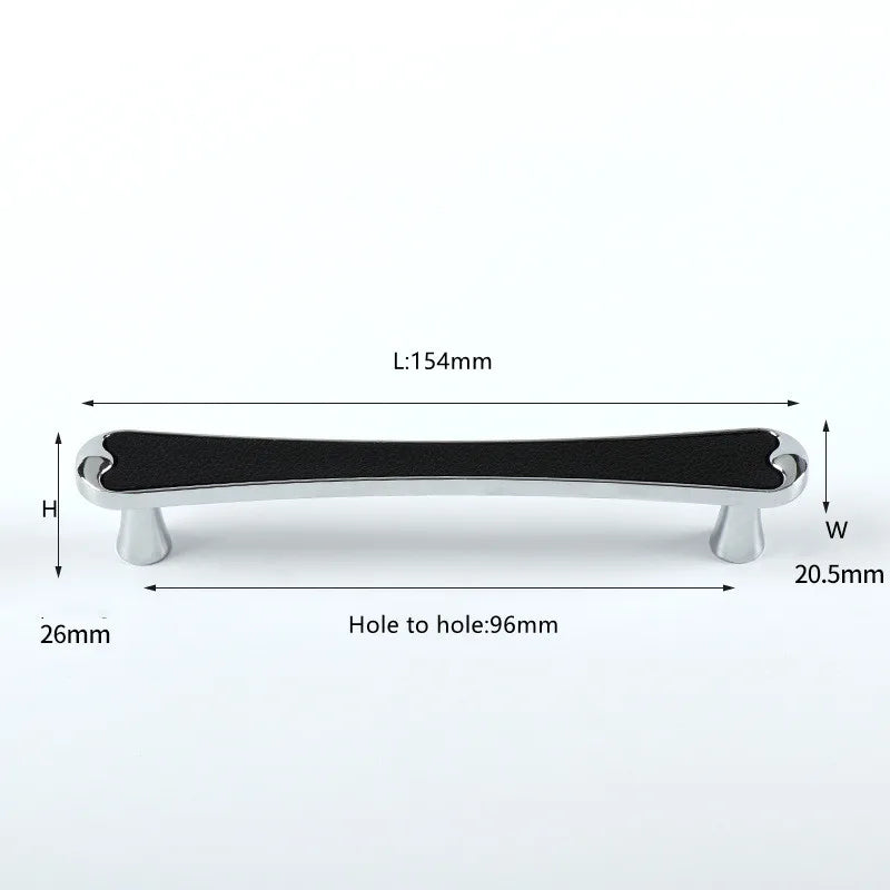 Modern Black and Red Leather Cabinet Handle – Sleek Zinc Alloy Drawer Pulls for Wardrobes and Cupboards (96mm/128mm)