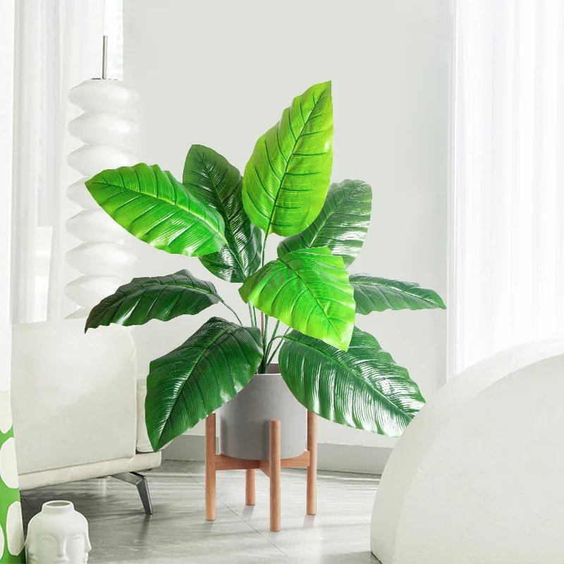 Dlight Decor 85cm Tropical Palm Banana Tree Branch with Monstera Leaves