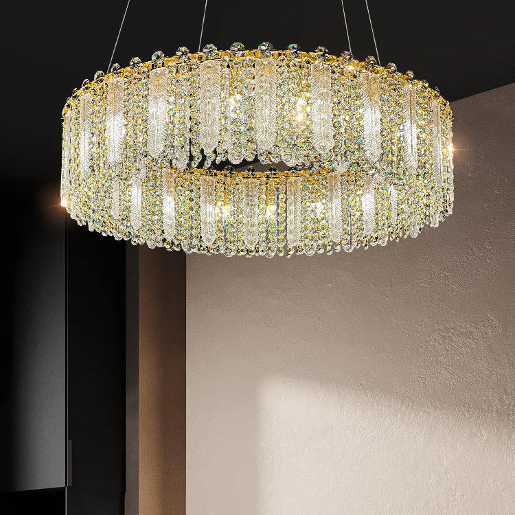 Elegant Feather Crystal Chandelier - A Light Luxury Masterpiece For Bedrooms Living Rooms