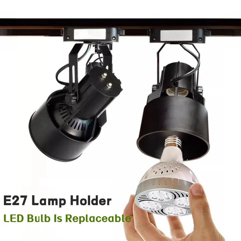 E27 LED Track Light Holder Base - 2-Wire Rotatable Ceiling Rail Lamp Fittings ceiling light