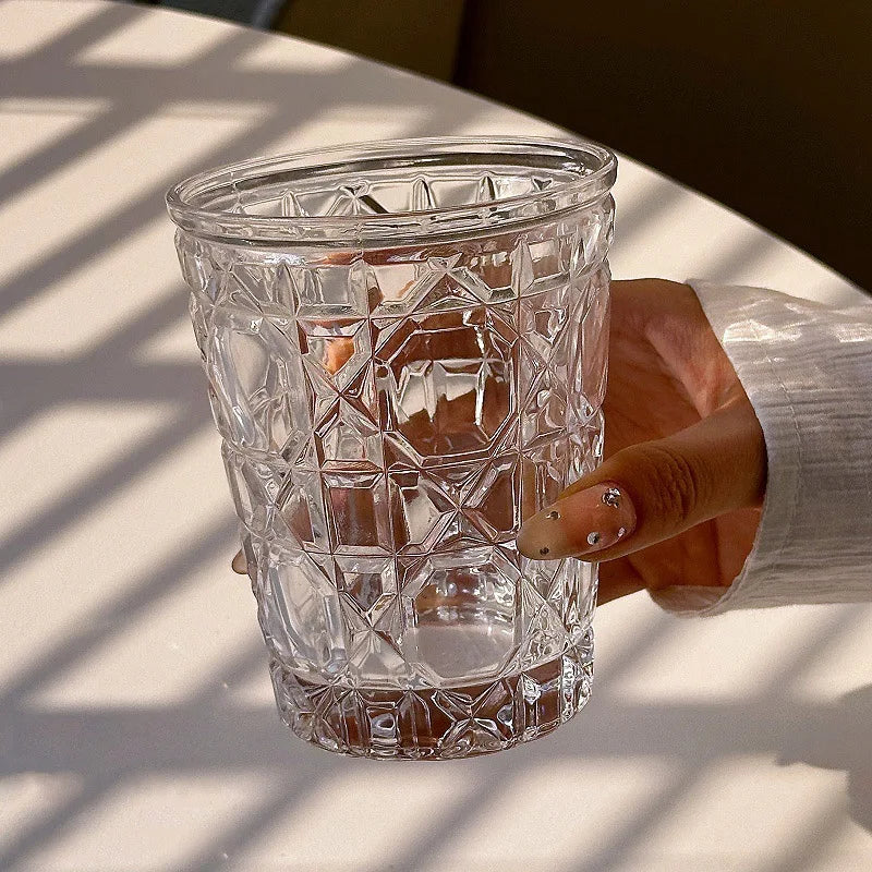 Dlight Decor 4pc Diamond Glass Set 310ml Clear Cups 310ml / 4pcs Glass