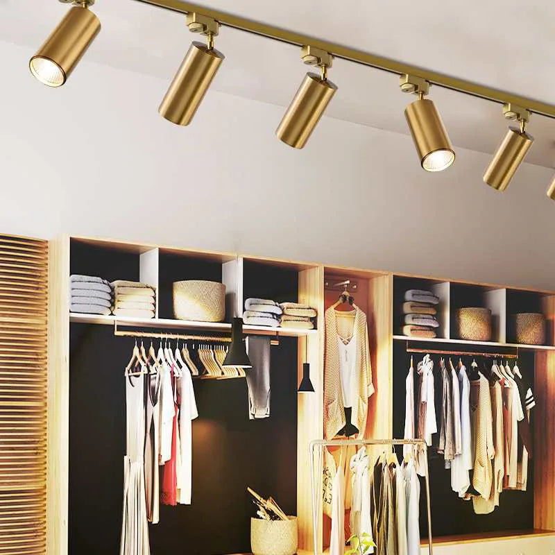 Led Gold Track Light Lamps Golden Tracking Lighting Spot Lights System Rail COB Spotlights For Home Living Clothing