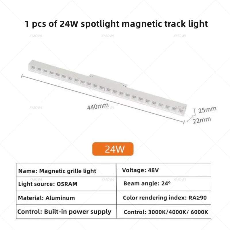 Modern Magnetic Track Lights - Embedded LED Spotlight Downlight 1 pcs 24W Spotlight / Warm light 3000K ceiling light