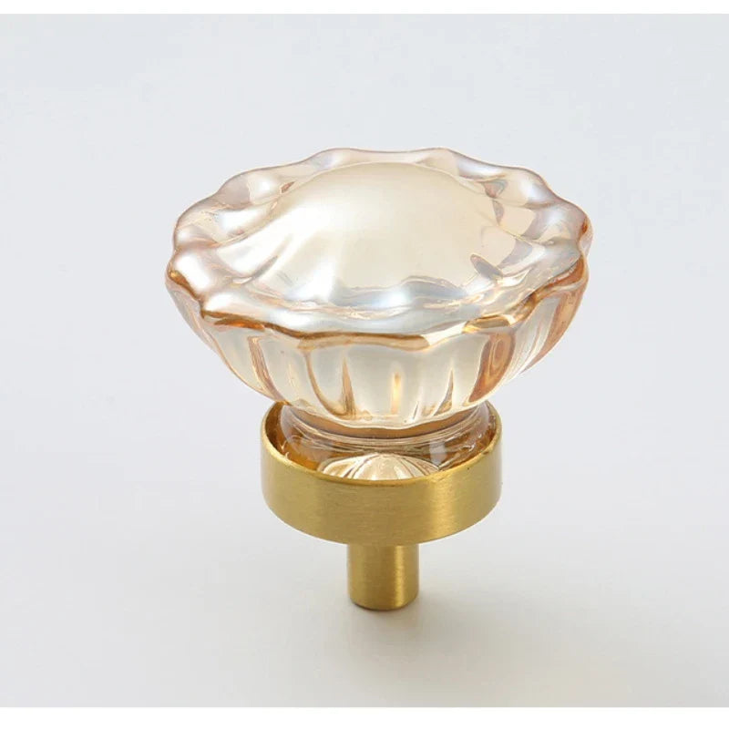 Brass Crystal Cupboard Cabinet Handle Kitchen Drawer Knobs Light Luxury Furniture Hardware Transparent Handle Home