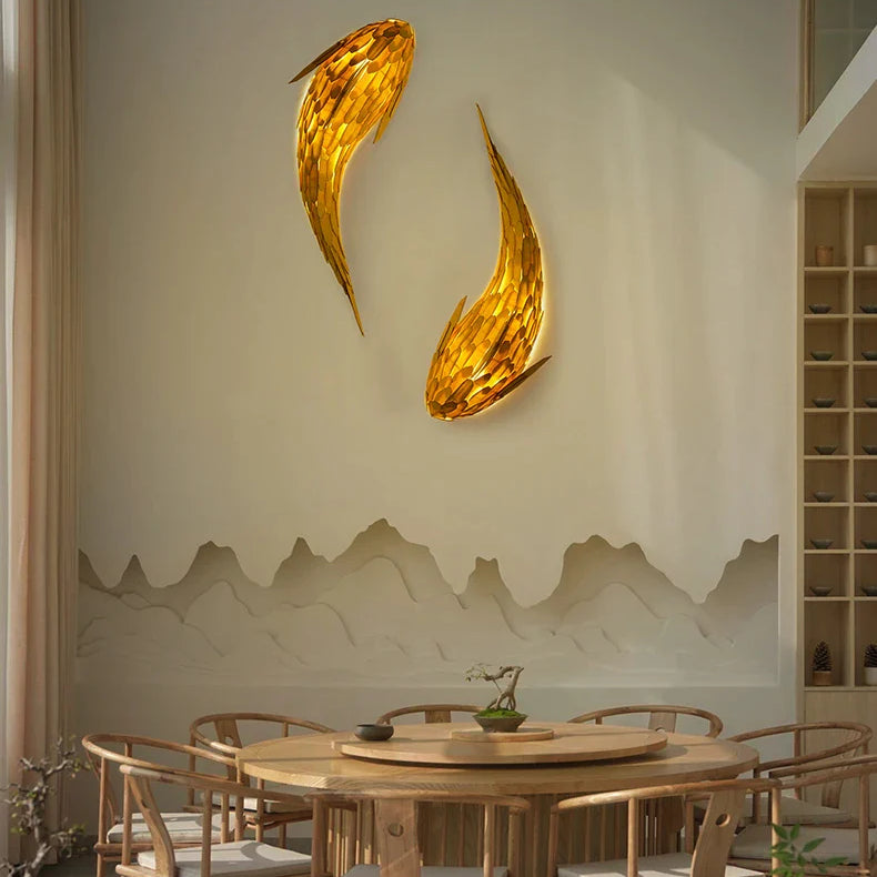 Dlight Decor Japanese Fish Wall Lamp Sculpture Wall Art