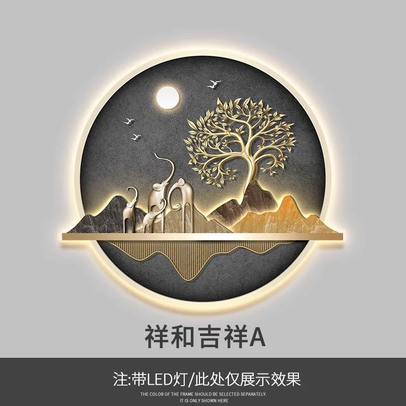 Dlight Decor Wealth Landscape Wall Lamp Mural K / 72X60 / Warm light Wall Art