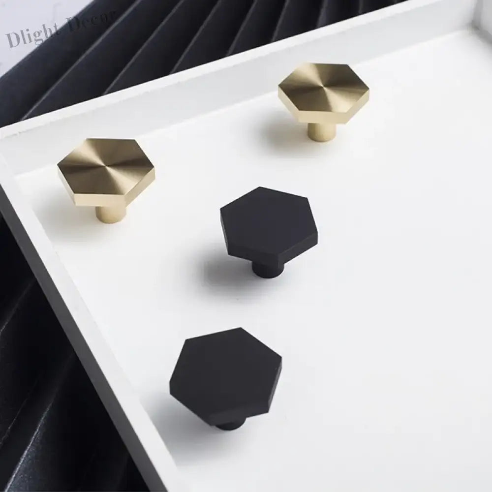 1 Piece - Mini Hexagon Gold Drawer Knob – Luxury Zinc Alloy Single Hole Handle for Cabinets and Doors knob