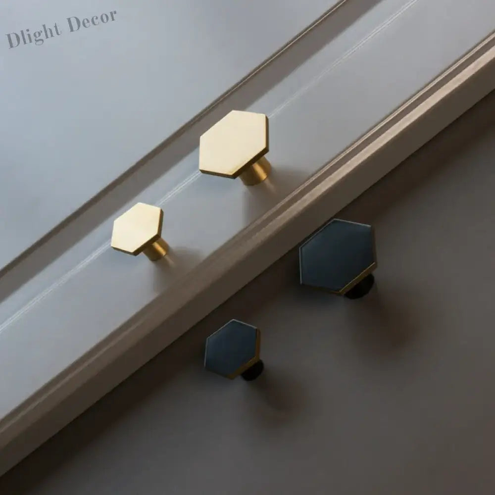 1 Piece - Mini Hexagon Gold Drawer Knob – Luxury Zinc Alloy Single Hole Handle for Cabinets and Doors knob
