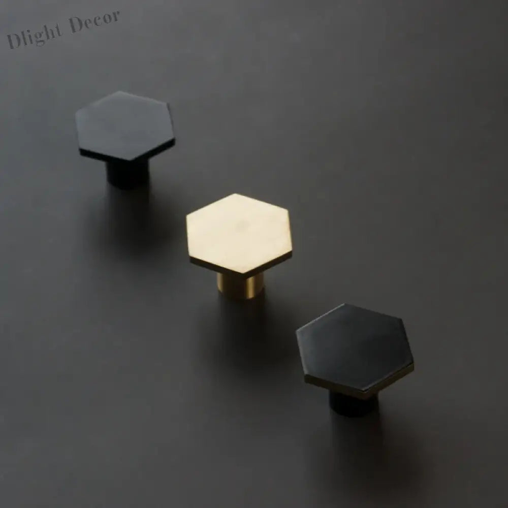 1 Piece - Mini Hexagon Gold Drawer Knob – Luxury Zinc Alloy Single Hole Handle for Cabinets and Doors knob