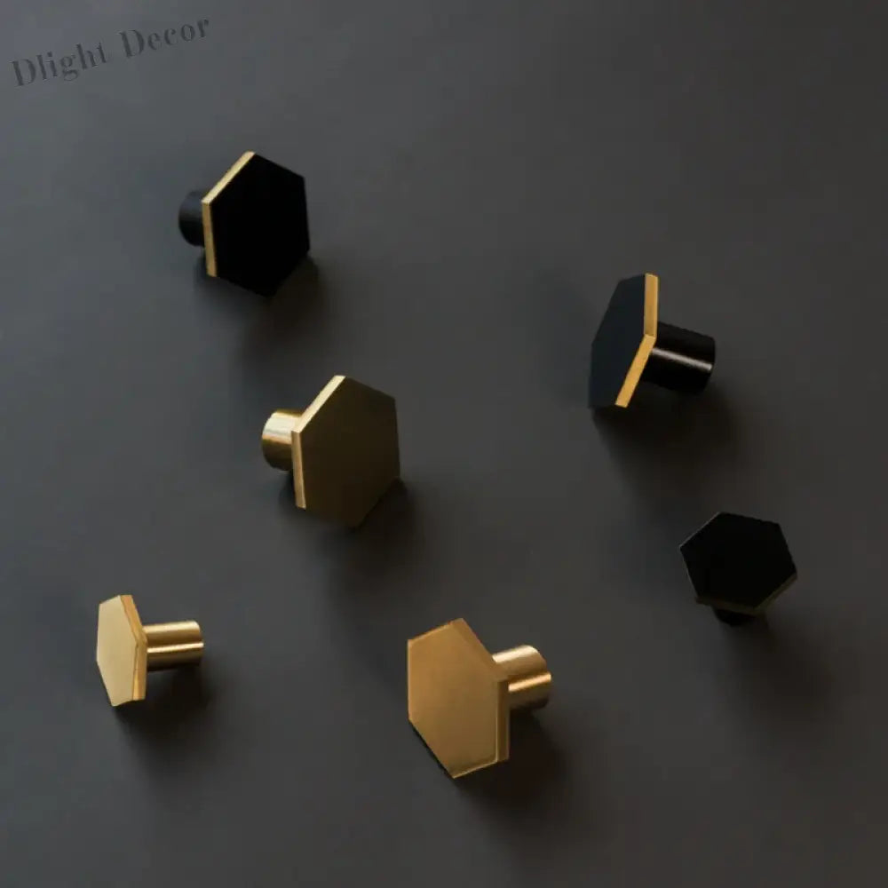 1 Piece - Mini Hexagon Gold Drawer Knob – Luxury Zinc Alloy Single Hole Handle for Cabinets and Doors knob
