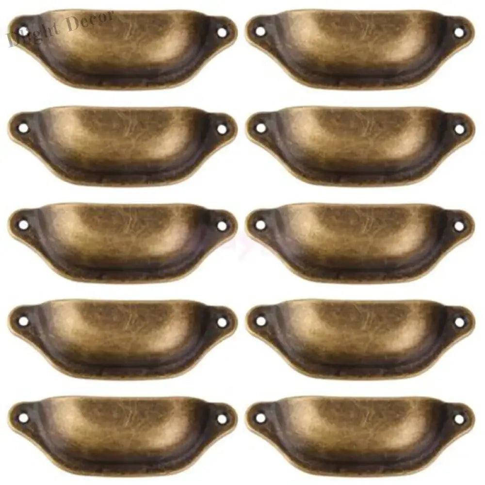 10Pcs Retro Antique Brass Shell Pull Handles – Vintage Kitchen Drawer and Cabinet Knobs 10pcs Door Pull