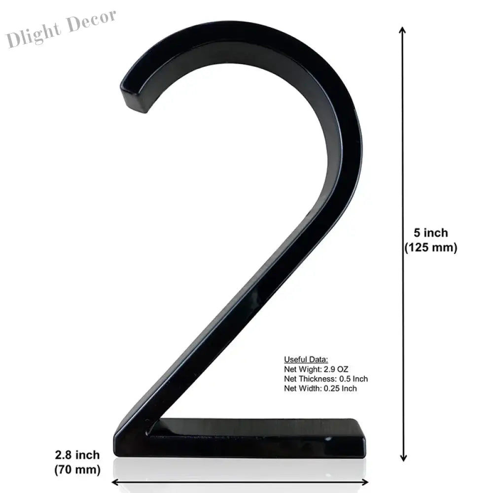 125mm 3D Black Zinc House Numbers – Arabic Numerals with Floating Doorplate Holder 2 / 125MM Brass Letters