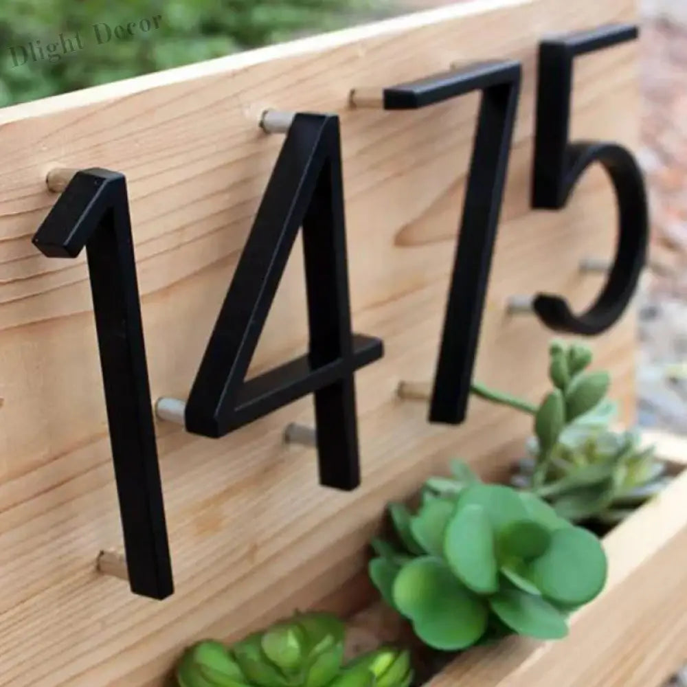 125mm 3D Black Zinc House Numbers – Arabic Numerals with Floating Doorplate Holder Brass Letters