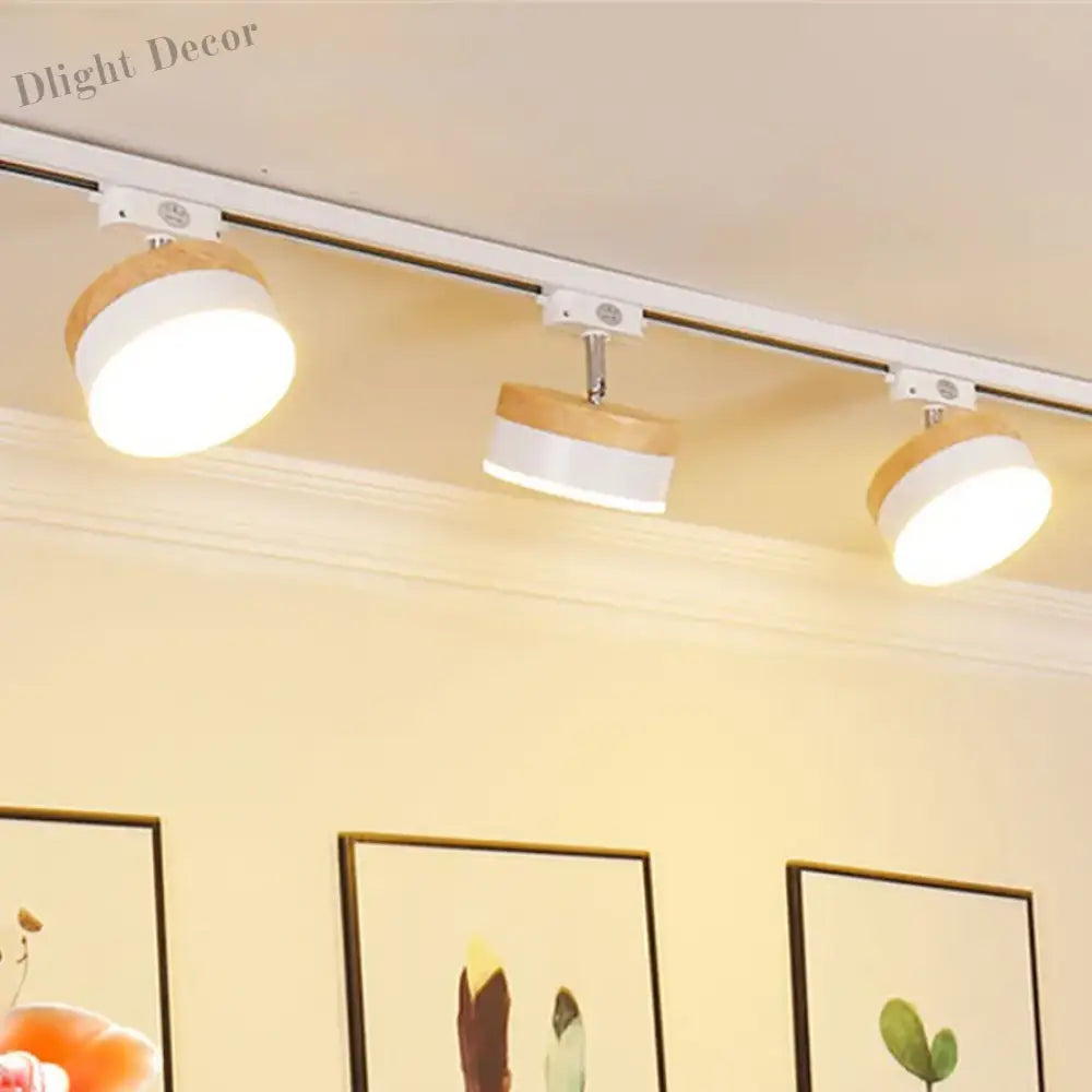 12W Nordic Wooden LED Track Light - COB Ceiling Spotlight for Home and Store Decor ceiling light