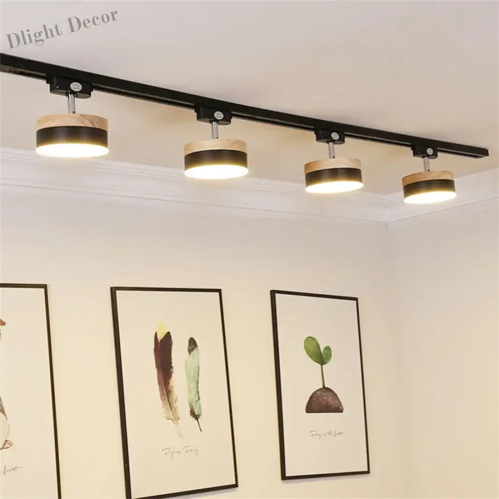 12W Nordic Wooden LED Track Light - COB Ceiling Spotlight for Home and Store Decor ceiling light