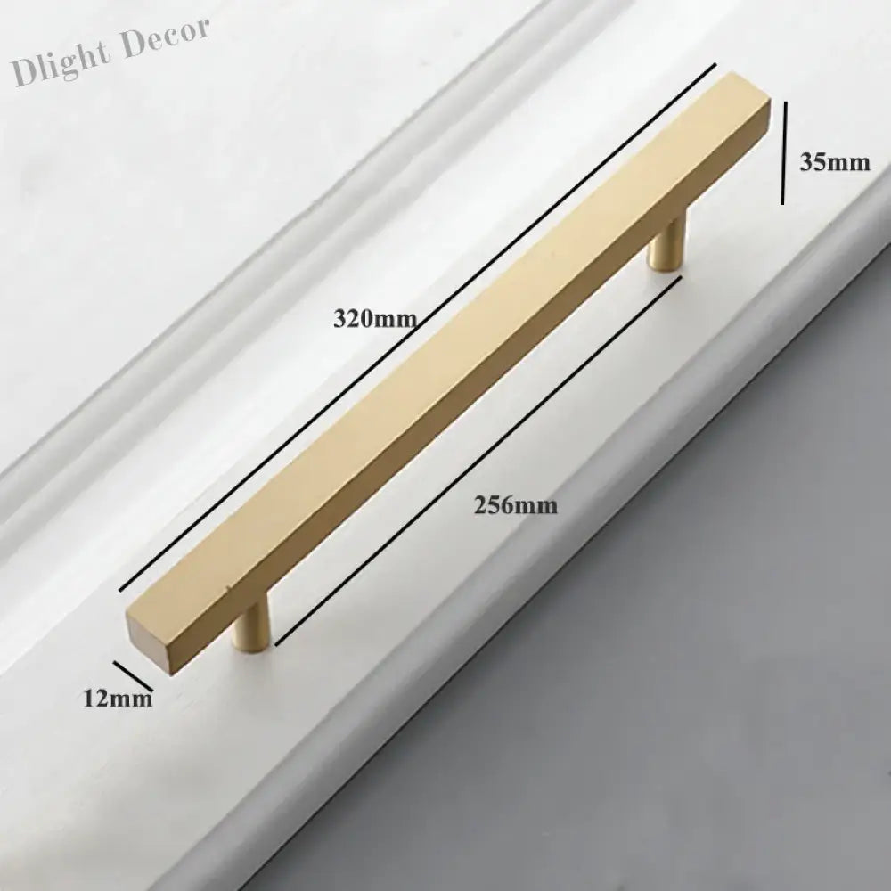 12x12mm Brass Wardrobe Handles – Modern Square Cabinet Pulls for Drawers and Dressers (50mm-380mm) 12.6 inch Handles