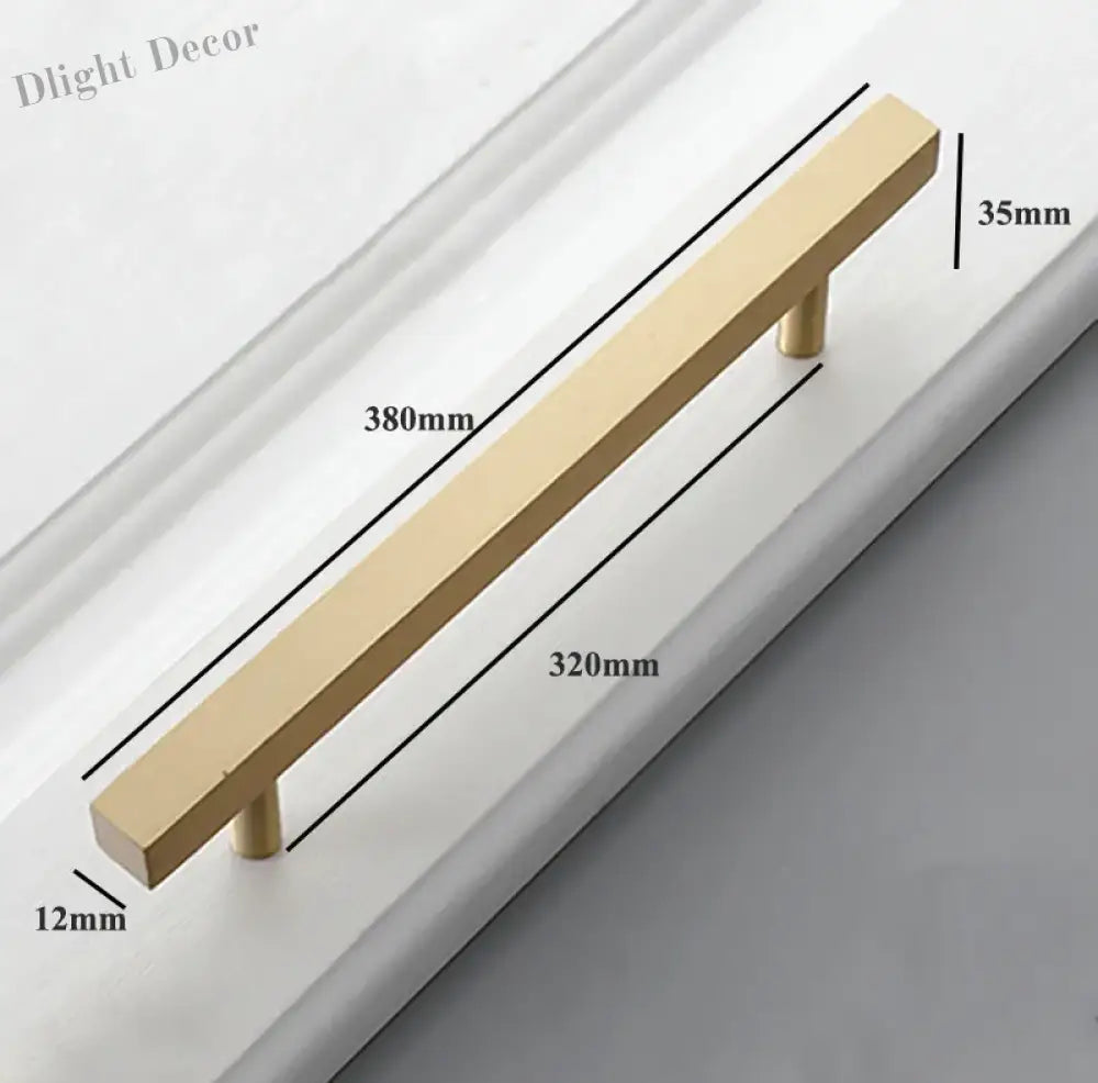 12x12mm Brass Wardrobe Handles – Modern Square Cabinet Pulls for Drawers and Dressers (50mm-380mm) 15 inch Handles