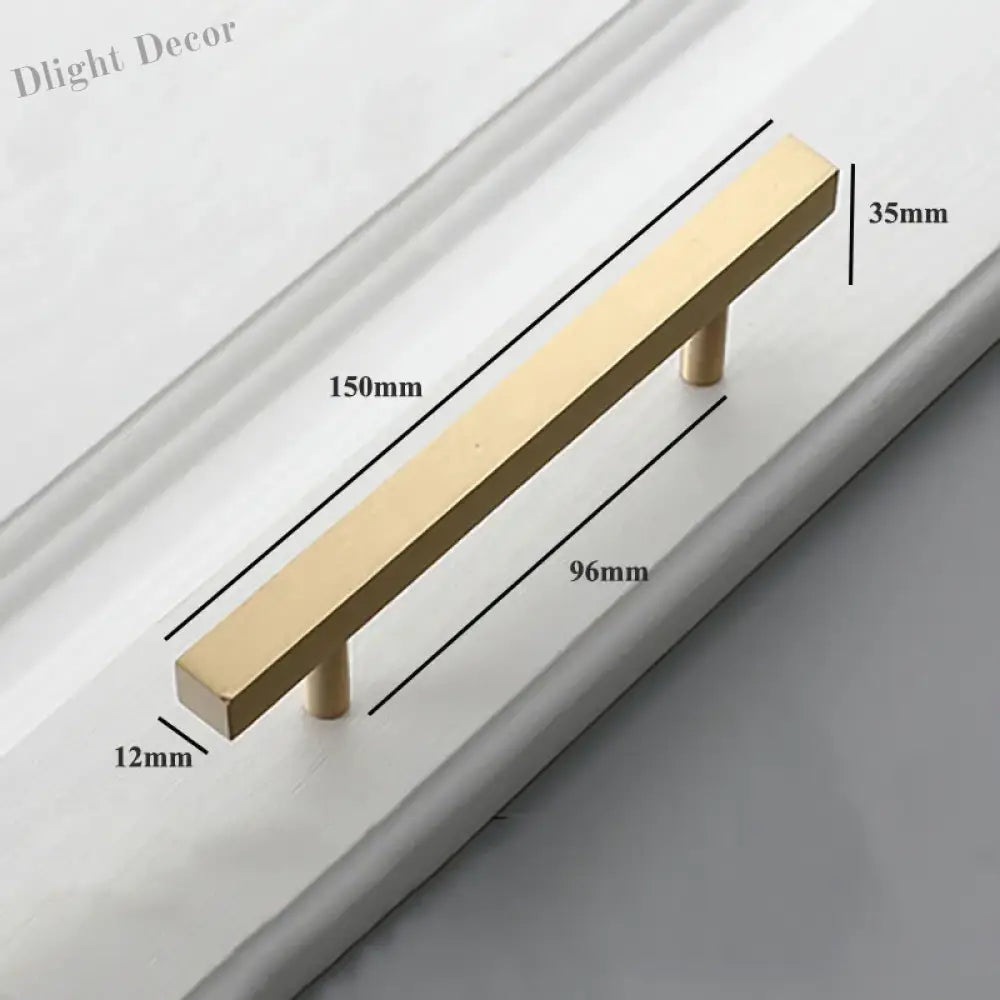 12x12mm Brass Wardrobe Handles – Modern Square Cabinet Pulls for Drawers and Dressers (50mm-380mm) 5.9 inch Handles