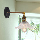 Industrial Elegance: Brass Cone Wall Sconce With Clear Ribbed Glass