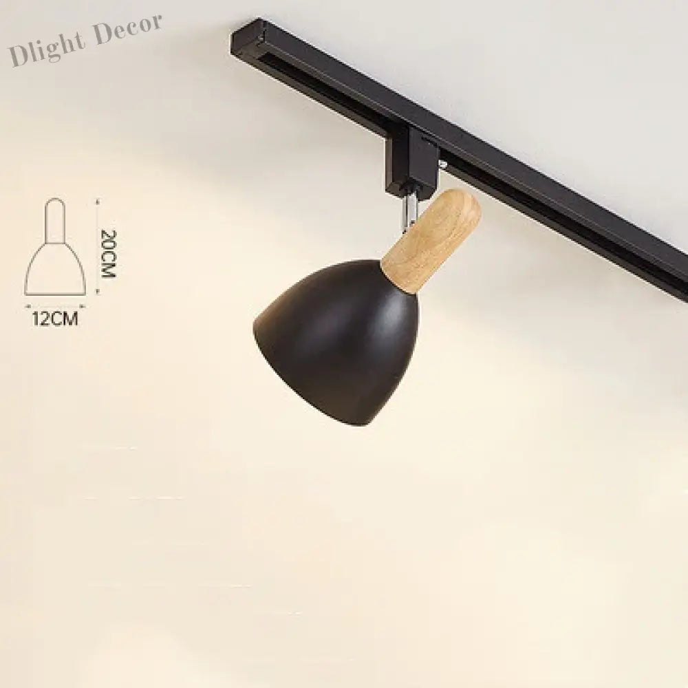 15W Modern Nordic Wooden LED Track Light - Ceiling Spotlight Black / Cold White 6000K ceiling light