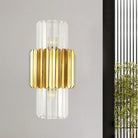 Modern Luxury Meets Warmth: Gold Half - Cylinder Crystal Sconce