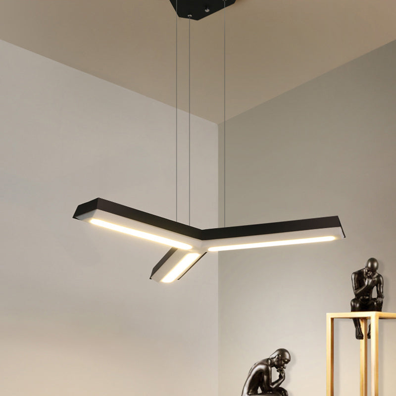 Ethan’s Modern Y - Shaped Led Pendant Lamp: Enhance Your Office With Style And Efficiency Black