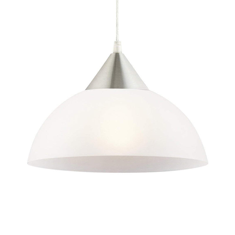 Modern Pendant Light: White Glass And Nickel Elegance