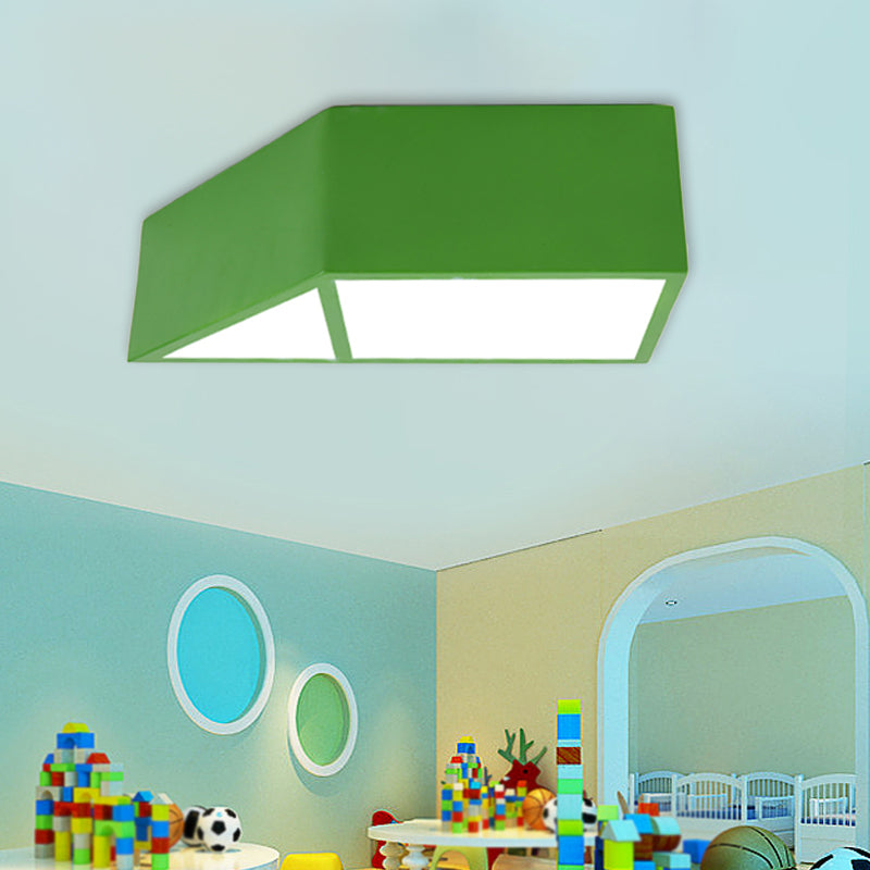 Brooke Playful Trapezoid Ceiling Lamp: Brighten Your Child’s Room With Fun Colors Green Light