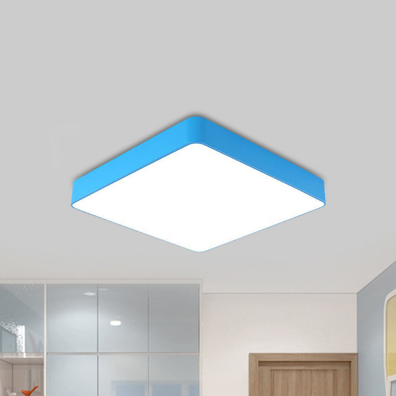 Cheerful Square Light For Kids’ Rooms: Led Flush Mount Fixture Blue / White