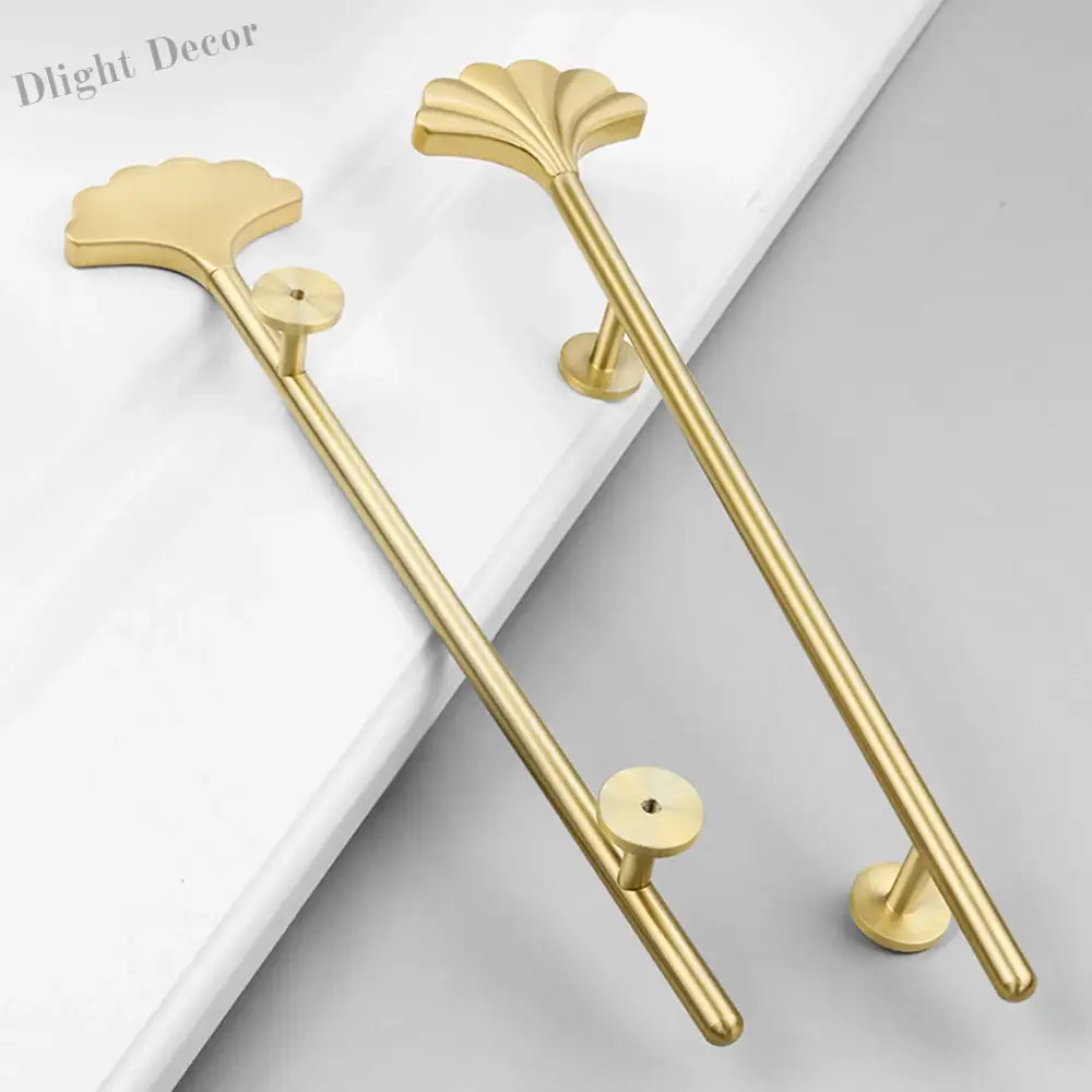 1PC Solid Brass Ginkgo Leaf Handle – Elegant Gold Furniture Knob for Cabinets Wardrobes and Cupboards 1 pc / CHINA