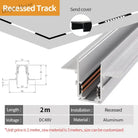 2 Meter White LED Magnetic Track Lighting System Accessories - Ceiling Recessed Magnet Rail Lamp Kit 2M recessed rail A