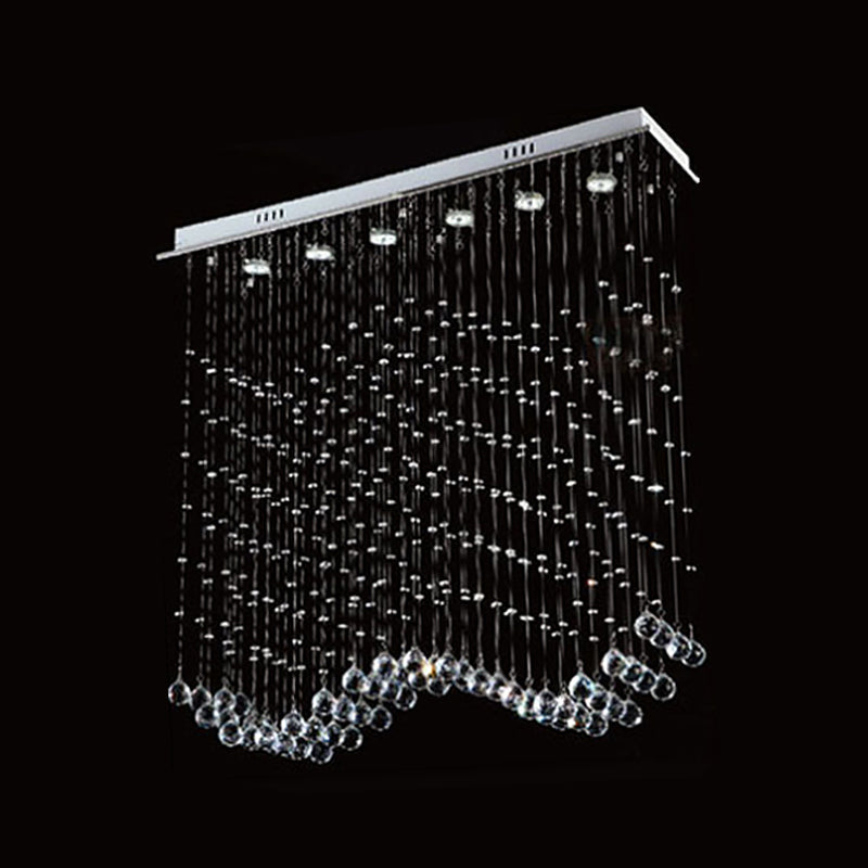 Alexa Modern Wave Flush Mount Ceiling Light With Crystals