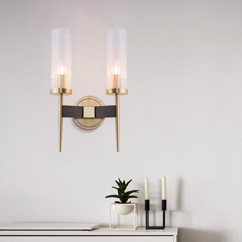 Angelina Elegance Meets Warm Illumination: The Gold Fluted Glass Wall Light Wall Lamp