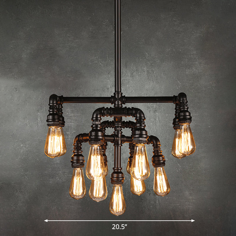 Avery Industrial Chandelier - Bold Statement For Any Space Black Ceiling Light