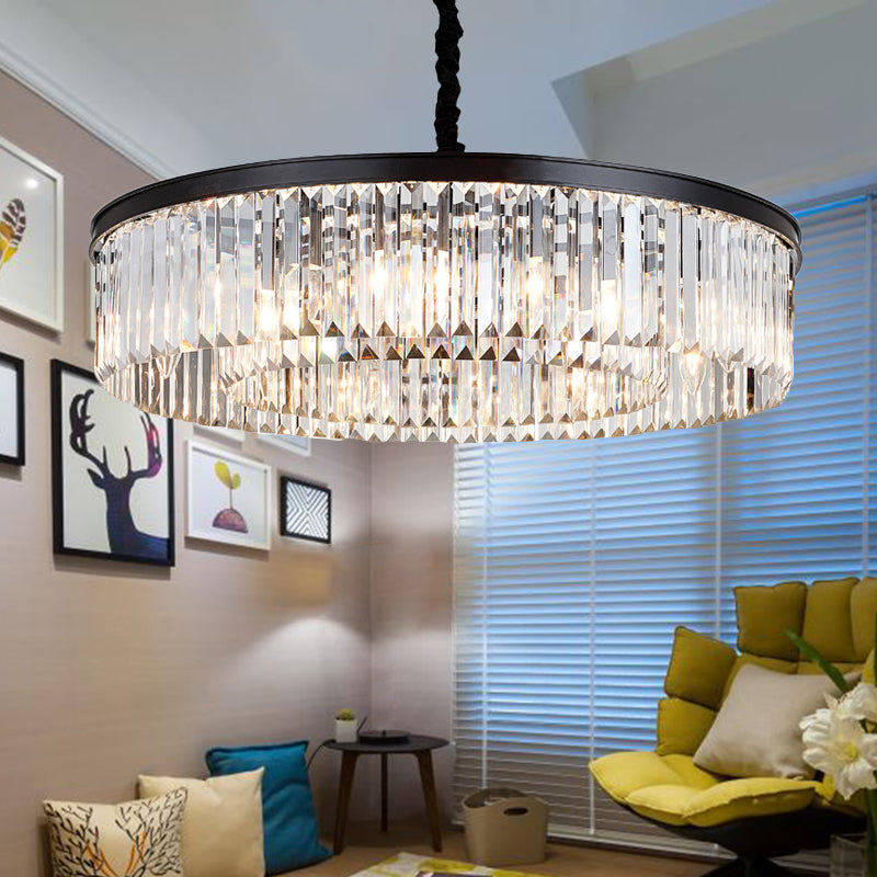 Emilia Modern Crystal Chandelier: Sparkling Elegance In Multiple Sizes (16’ 23.5’ 31.5’) Black /