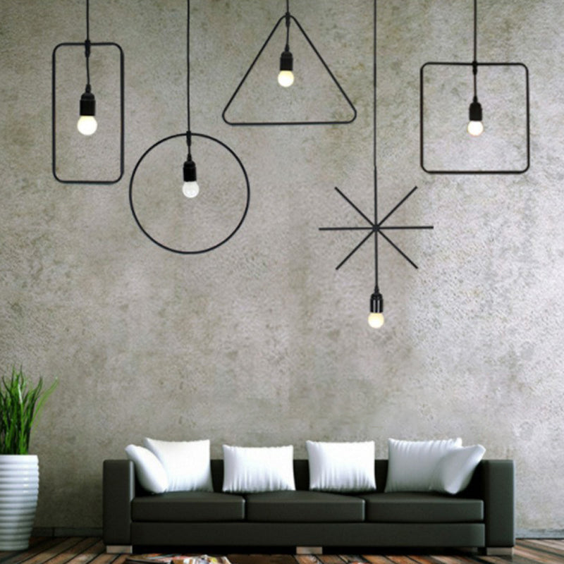 Cali Geometric Pendant: Bold Style & Warm Ambiance (Black Metal)