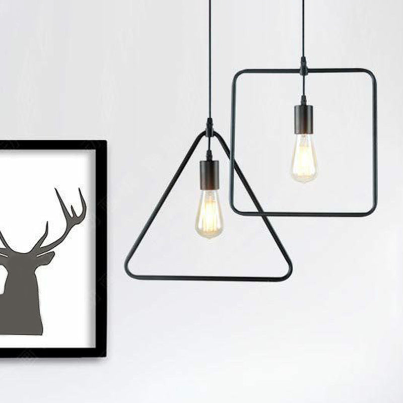 Cali Geometric Pendant: Bold Style & Warm Ambiance (Black Metal)