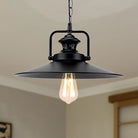 Juliette’s 10’/14’ Flared Metallic Pendant Light - Black Industrial Fixture For Lofts And