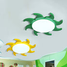 Mia Yellow Cartoon Sun Nursery Ceiling Light With Led Flush Mount