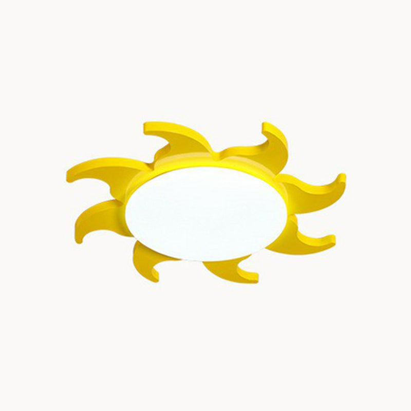 Mia Yellow Cartoon Sun Nursery Ceiling Light With Led Flush Mount