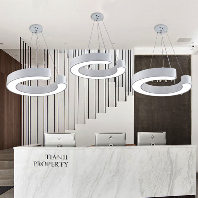 Blake’s Bold C - Curve: Modern Led Pendant Lamp In Black Or White / 16’ Natural Ceiling Light