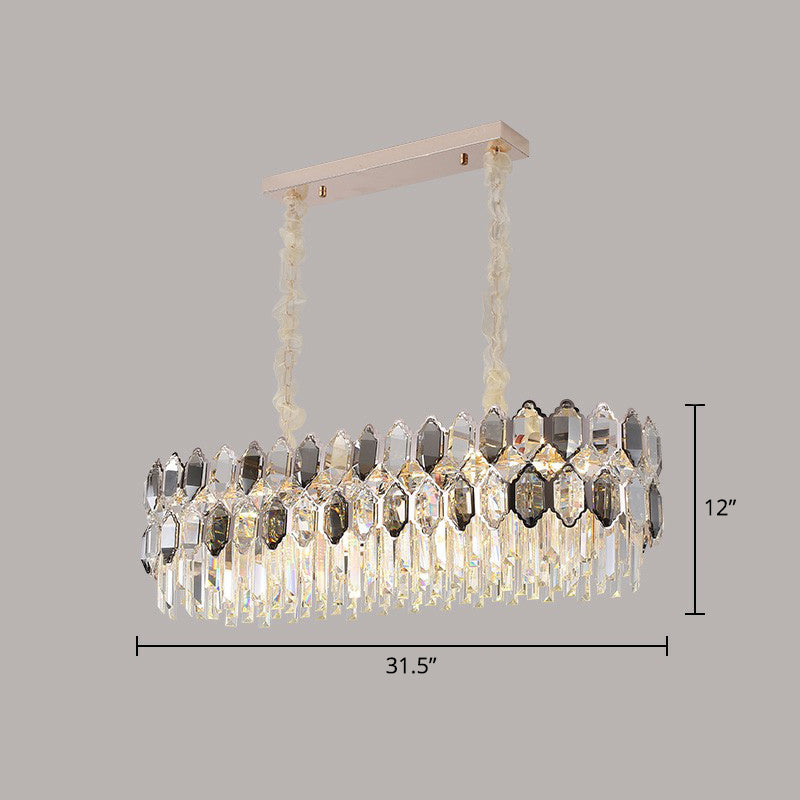 Gabriela Modern Crystal Chandelier - Smoke Grey Tiered Pendant (Multiple Sizes) Gray / Oval